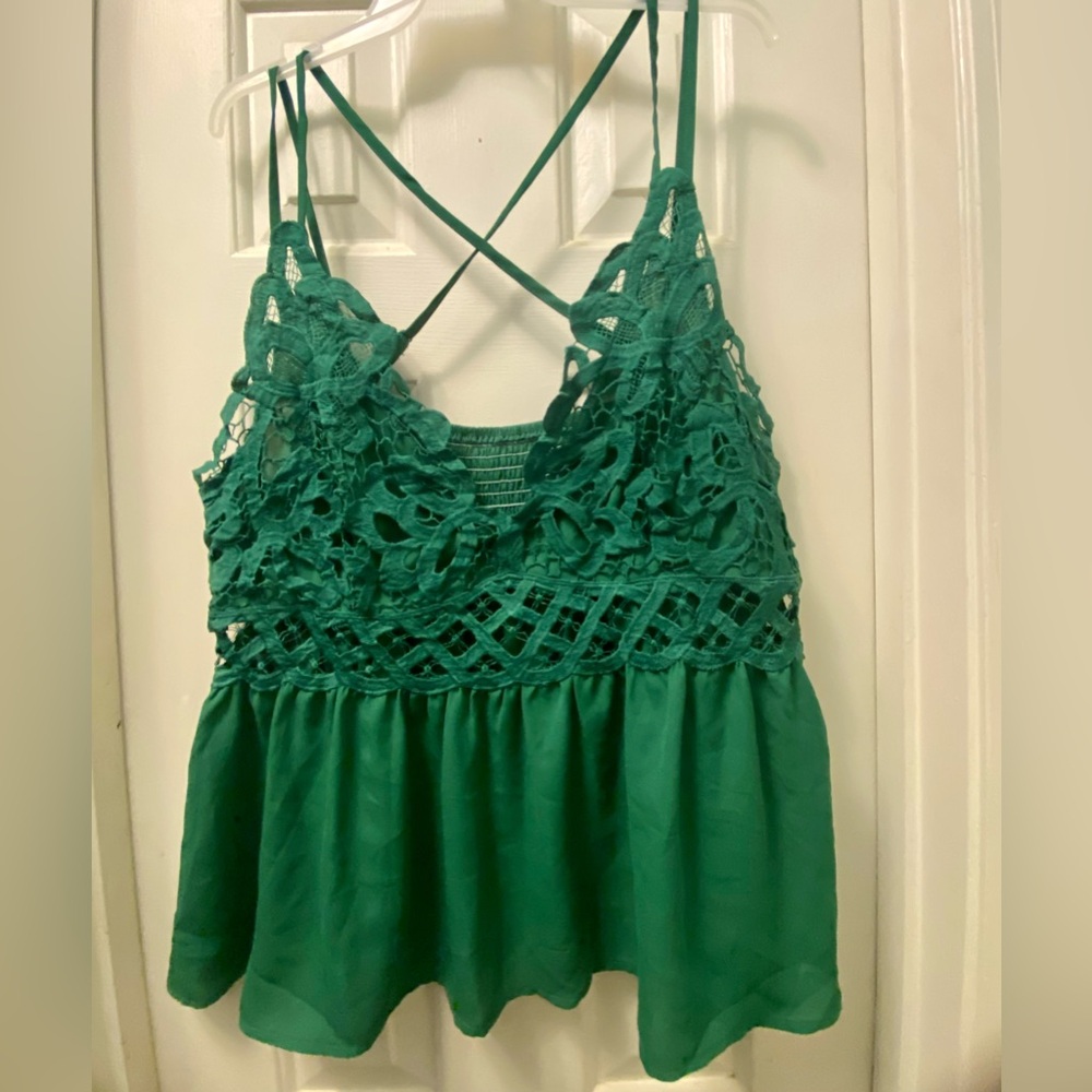 Fun flirty crossed back Lace Top